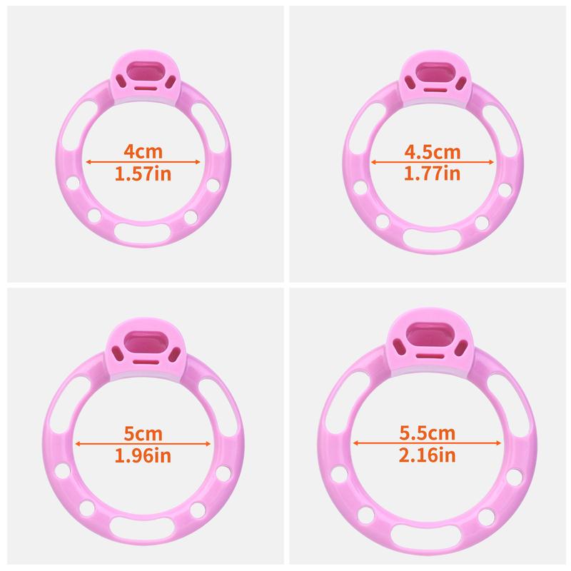 FRRK ABS Resin Bow Pearl Chastity Cage 4Pcs Locking Rings BDSM Penis Restraint Accessory Kit For Adult Male Private Indoor Use