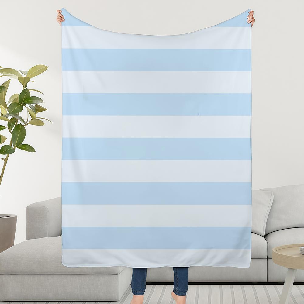 Blanket Throw Super Cosy Plush Stripes Horizontal Living Room Sofa Couch Blue Childish Birthday Gifts 30x40in