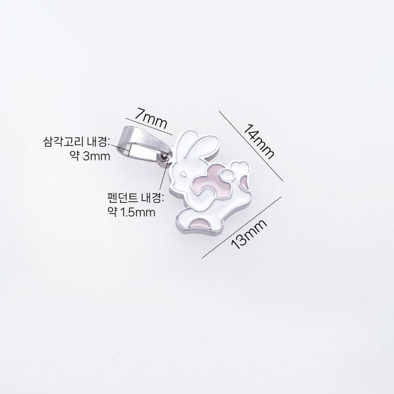 Surgical Steel Rabbit Pendant Triangle Ring Accessory