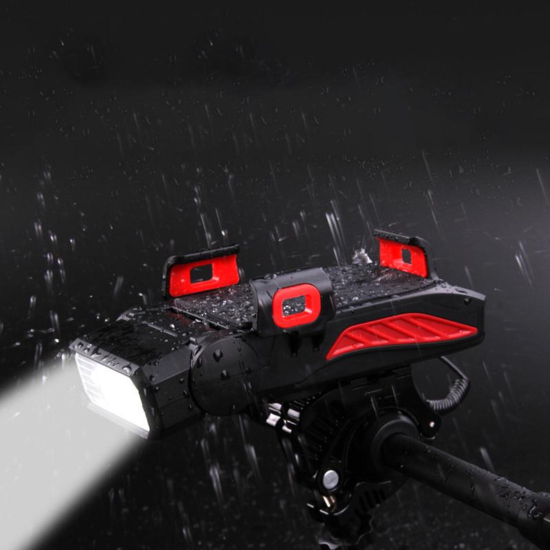 Usb Rechargeable Bike Headlight Waterproof Cycling Light Bike Horn And Power Bank Frontlight For Outdoor Cycling