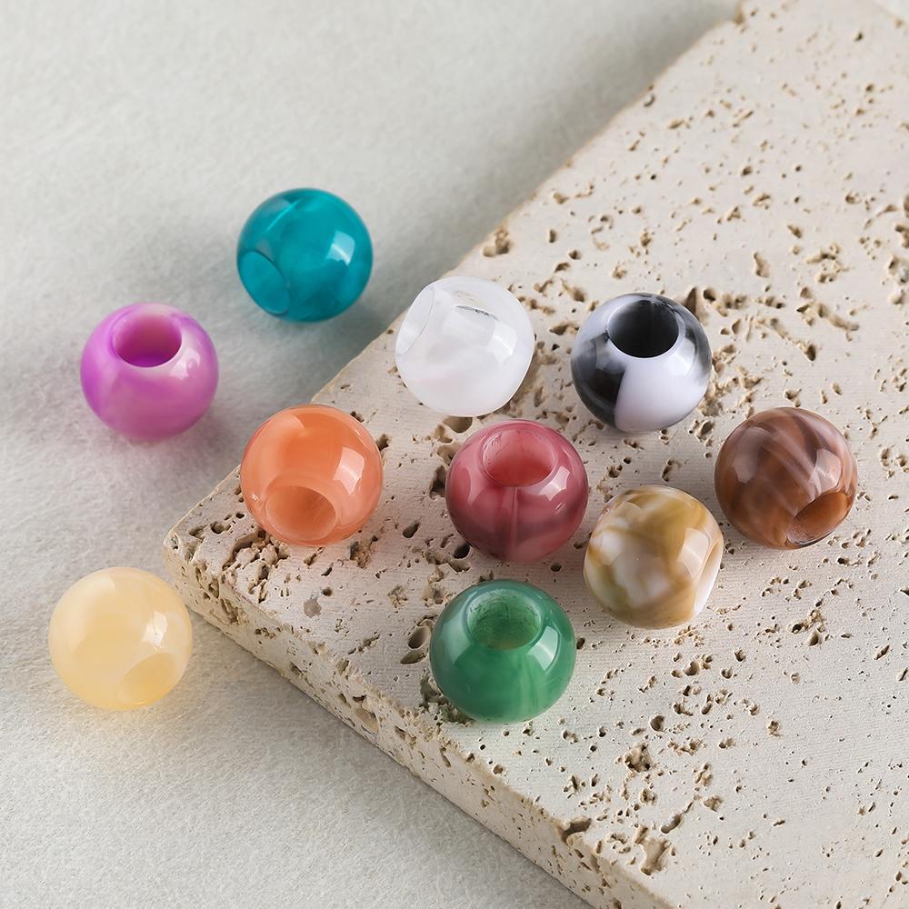 10/30/50/100pcs Acrylic Round Large Hole Beads Two-color Spacer Beads for DIY Jewelry Making Necklace Bracelet Craft Accessories