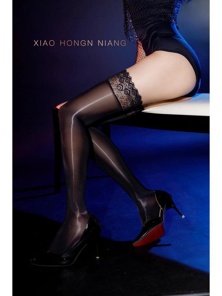 Little Matchmaker 480-Needle Silky Stockings: Glossy, Sheer, Lace-Top Thigh-Highs for Women