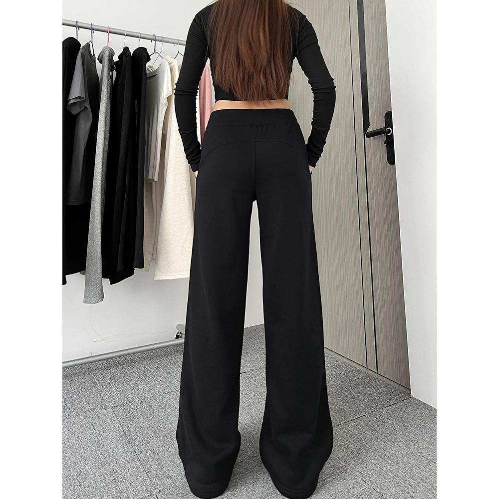 Retro Freizeithose für Damen Frühling und Herbst Neu Hochtaillierte Sport-Sweathose Gerade Schlaghose