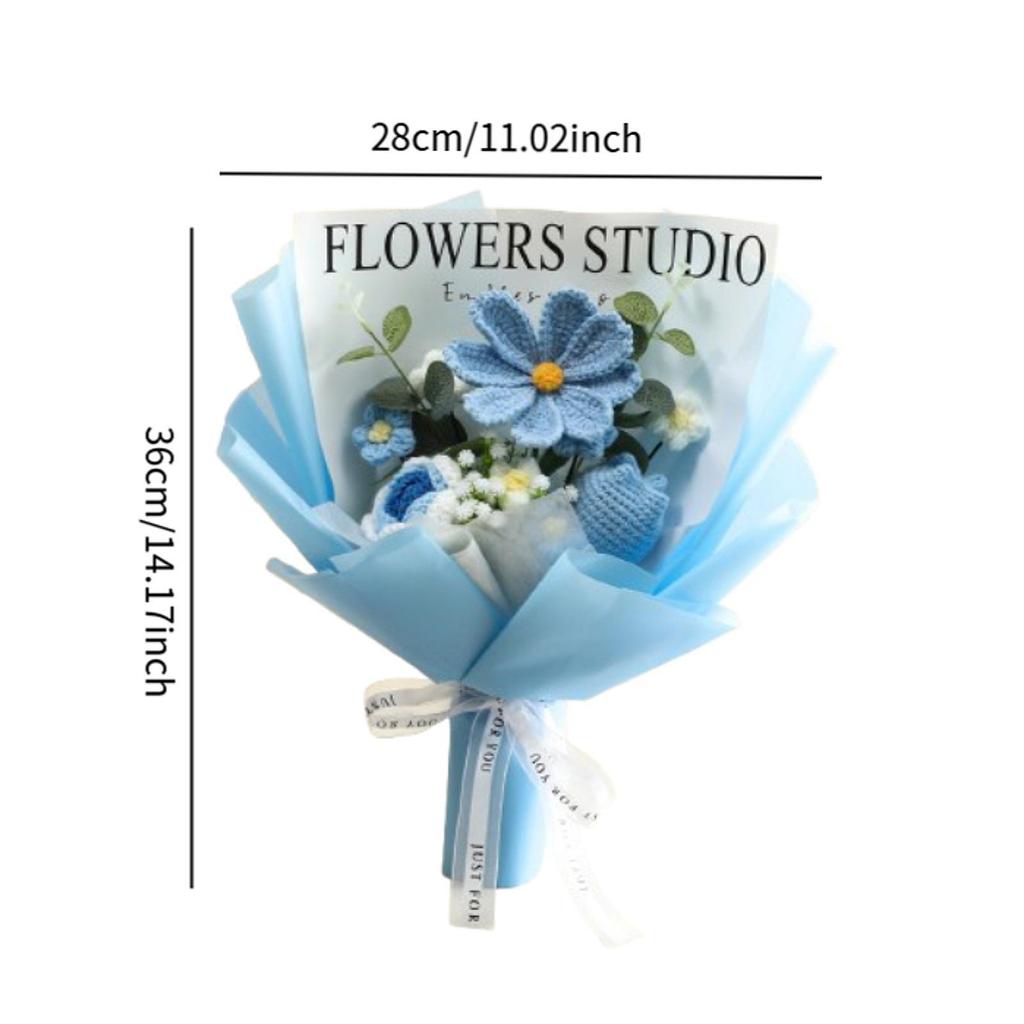 Häkelstrauß Tischdeko Handgefertigt Fertig Gestrickte Gesang Blume für Lehrerinnentag Hochzeitstag Erntedanktag Sie