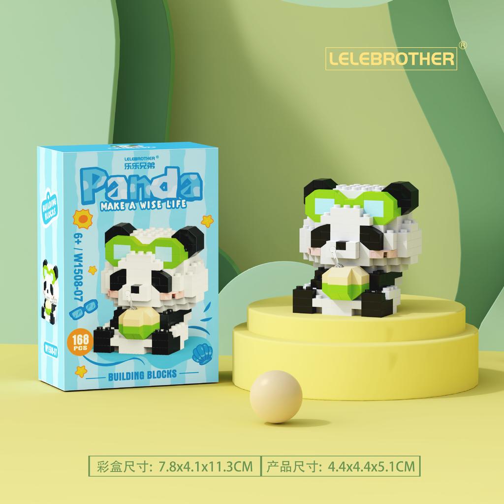 New cartoon building blocks cute pandas flowers, menglan dolls puzzle building blocks Table ornaments boys girls birthday gifts