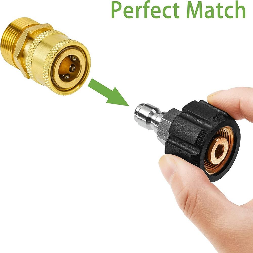 1 Pair of M22 14mm Female to 1/4" Male Quick Connect Adapter for Pressure Washer