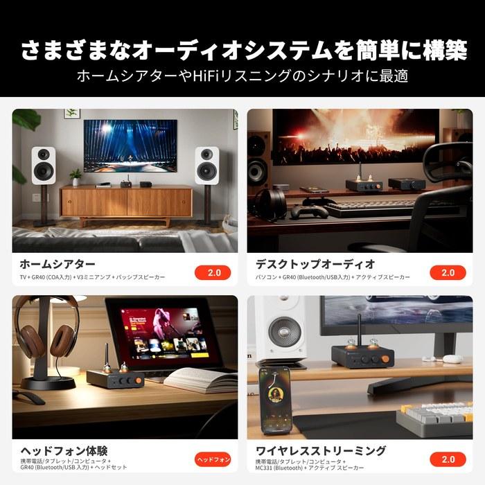 Fosi Audio GR40 Tube Preamplifier with DAC, Stereo Headphone Amplifier. 3.5mm, for Home Audio, Active Speakers/Headphones, Digital to
