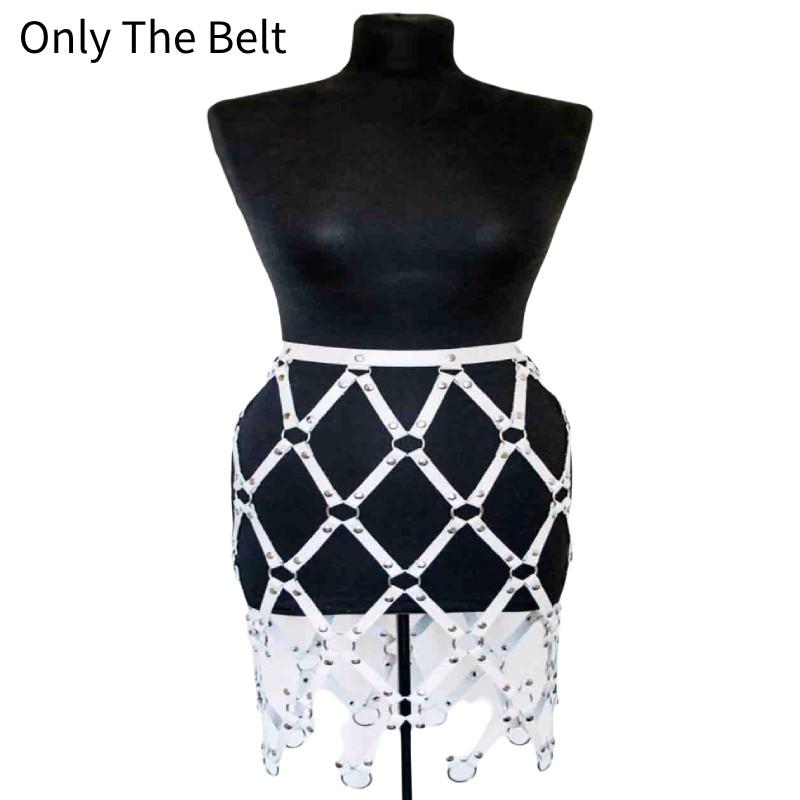 

Belt Women Leather Punk Dress Gothic Harness Rave Stage Costume Performance білий