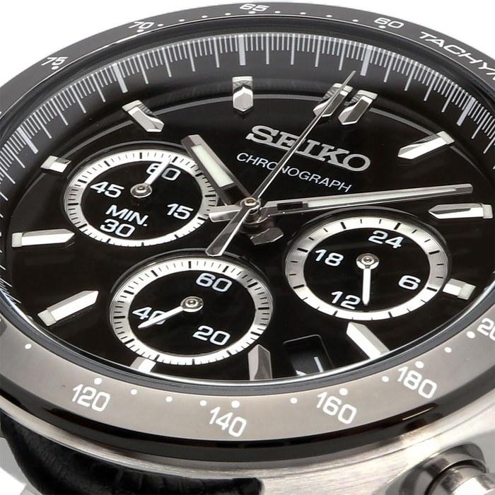 Seiko Chronograph Quartz Watch Men's SBTR021 Black Leather