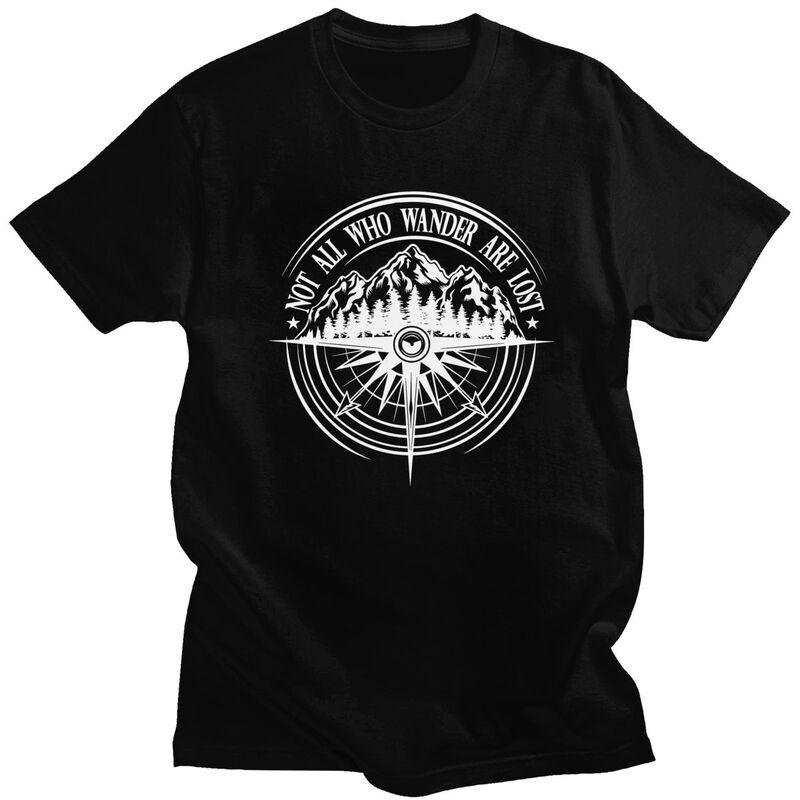 Custom Not All Who Wander Are Lost Mountain Compass T Shirt Men Short Sleeve 100% Cotton T-shirt Casual Tees Fashion Tshirts ... S разноцветный