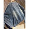 Premium Retro Small Short Denim Jacket Spring and Autumn Fashion Casual Jacket Top Vintage Raglan Sleeve Loose Layering Outerwear