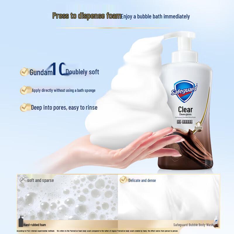Safeguard Deep Clear Ebony Rose Bubble Body Wash, 500g