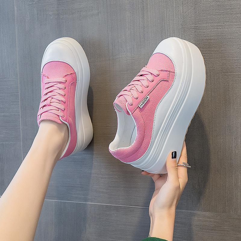 Fashion Dermis Explosive Pink Single Shoes Women 2025 New Small White Shoes Women All Fashion Thick Sole 8 Cm Trend Ins Simplejavascript