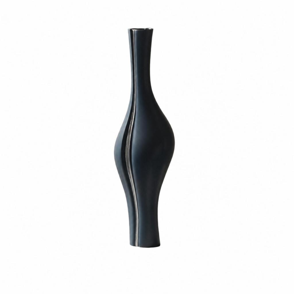 Modern Ceramic Vase with Silver Accent Versatile for Tabletop