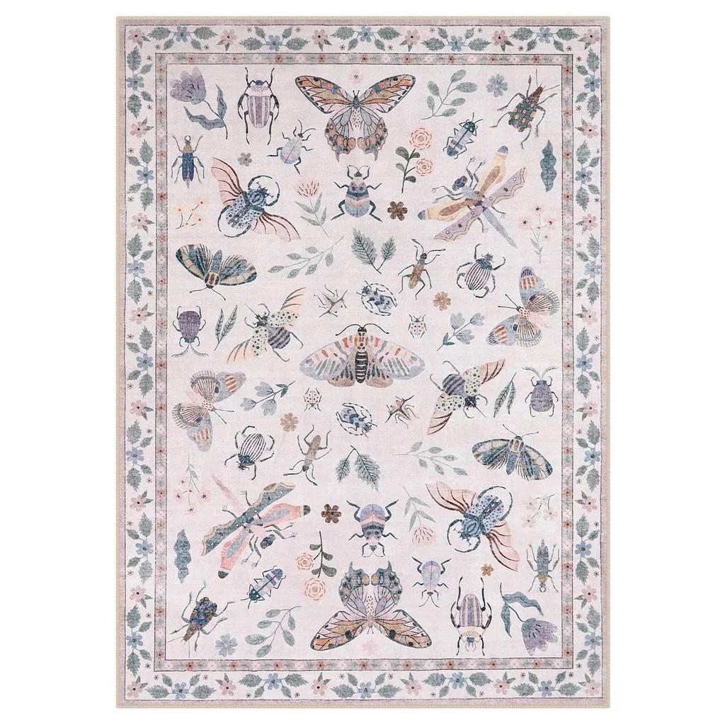 Insect Print Area Rugs, Non Slip Washable Rugs for Living Room,Modern Bedroom Rug Under Bed Large Carpet for Room Decor
