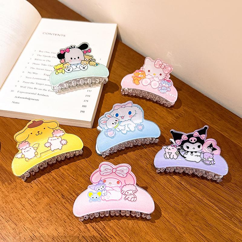 Sanrio Akrylové sponky do vlasů Hello Kitty Cinnamoroll Kuromi Sponka do vlasů Žraločí sponka Doplňky do vlasů Dárky k narozeninám pro dívky
