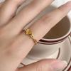 Gold-Plated Titanium Steel Heart Ring - Geometric Design for Women