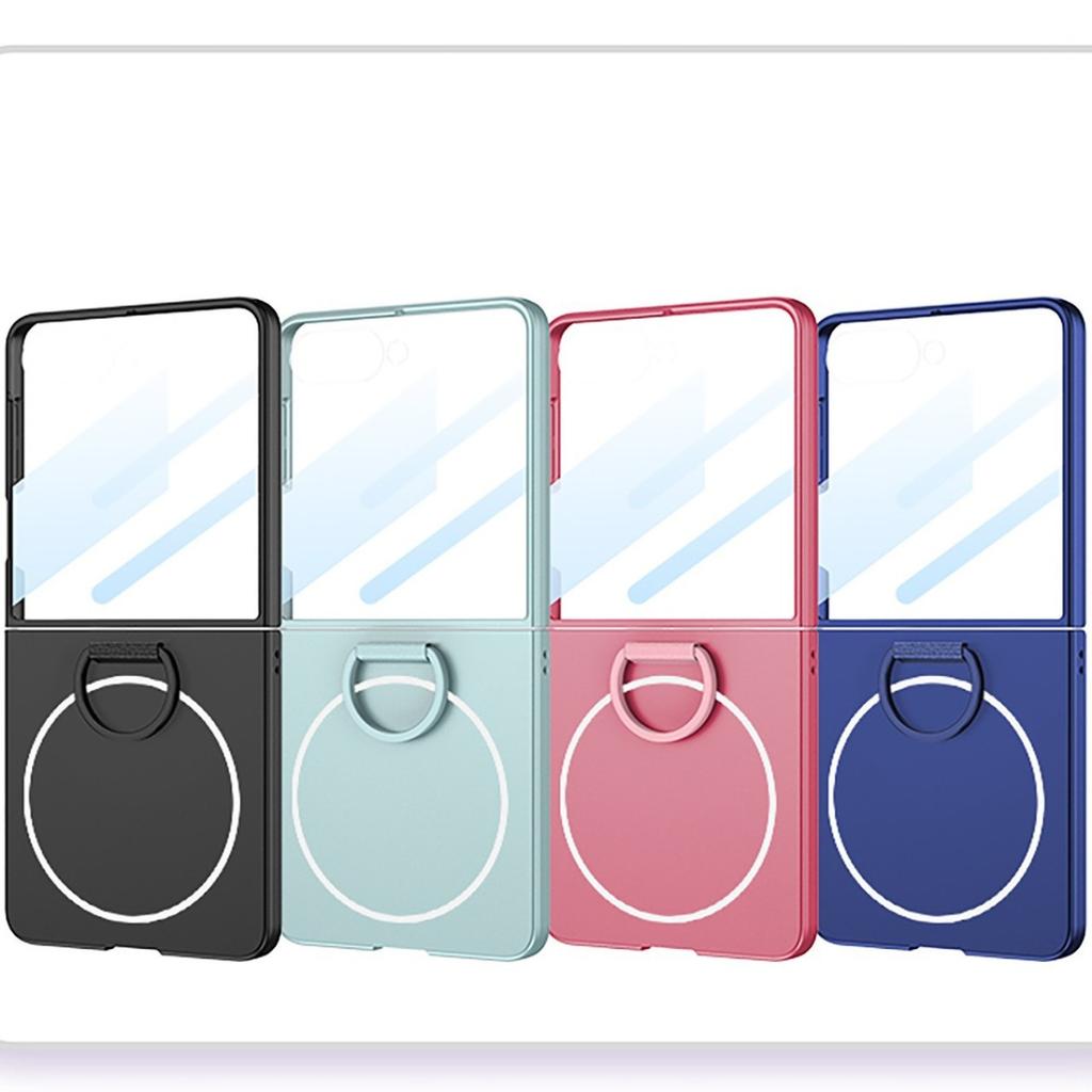 Luxury Slim Magsafe Phone Case for Samsung Galaxy Z Flip 7 Flip7 360 Built-in Screen Protector Full Protection Ring Holder Cover