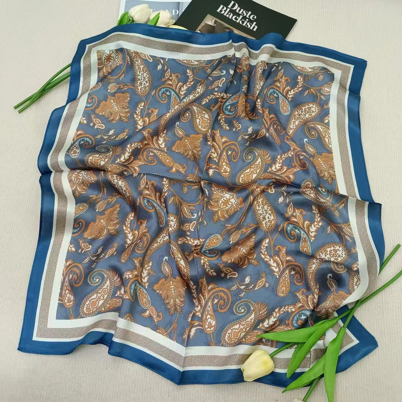 Шелковый квадратный шарф Mulberry - женский модный шарф весна/лето Blue Paisley