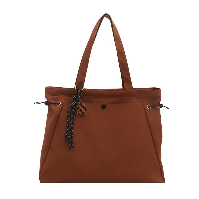 Nylon Large Tote Bag For Women Casual Street Style With Zipper Closure And Inner Phone Pocket
