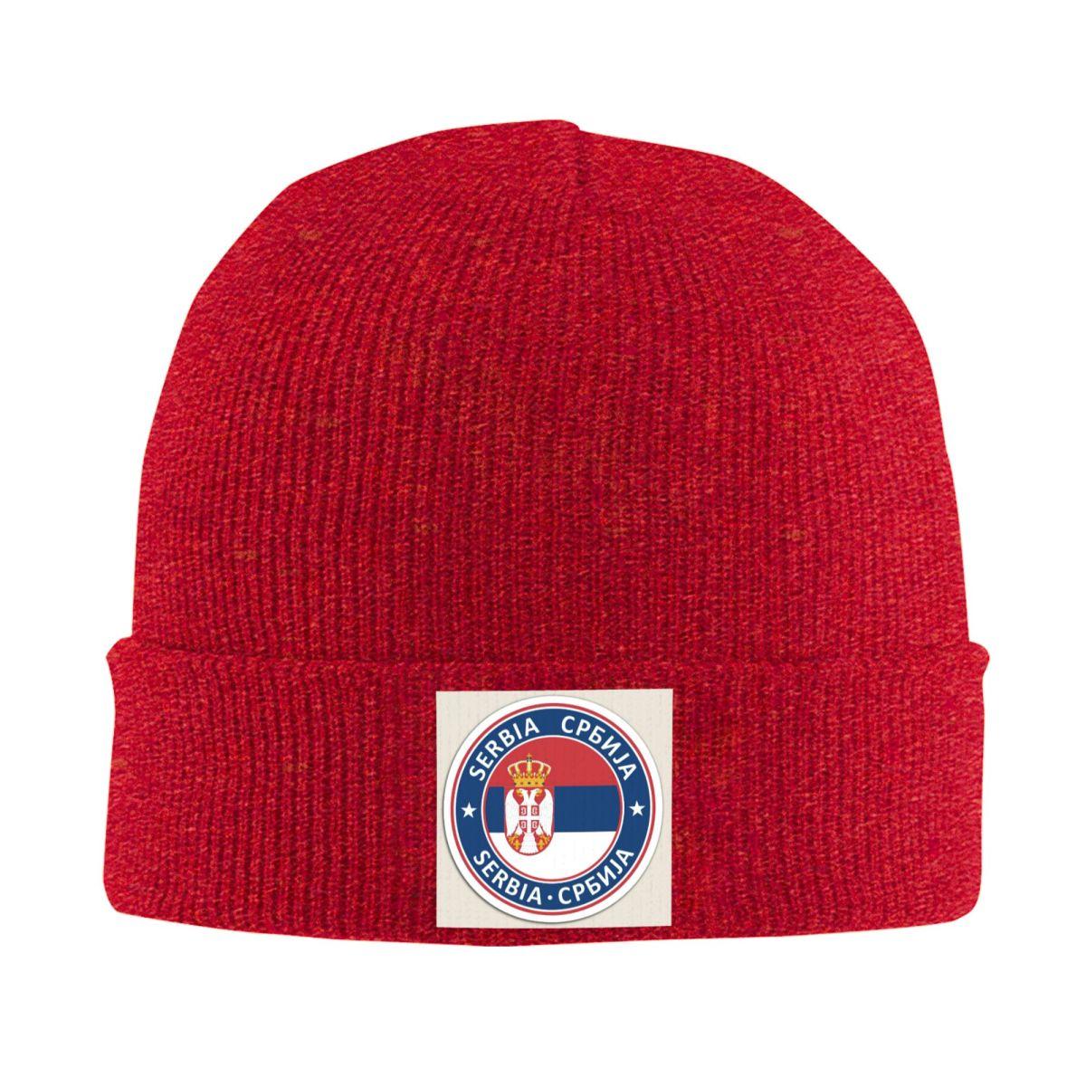 

Serbia Flag Warm Knitted Cap Fashion Bonnet Hat Autumn Winter Outdoor Beanies Hats for Men Women Adult One Size