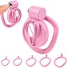 Pink Male Penis Chastity Cage Set Bird Chastity Cage Belt With 5 Size Rings Abstinence Lock Ring Lock Bondage Slave Man Sex Toy