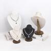 Walnut Color PU/Velvet Portrait Necklace Display Jewelry Display Stand Jewelry Mannequin Bust Necklace Pendant Window Display