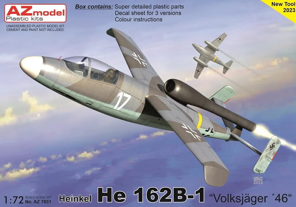 AZ Model 1/72 German He 162 B-1 Volksjäger 1946 Plastic Model Kit AZM7851
