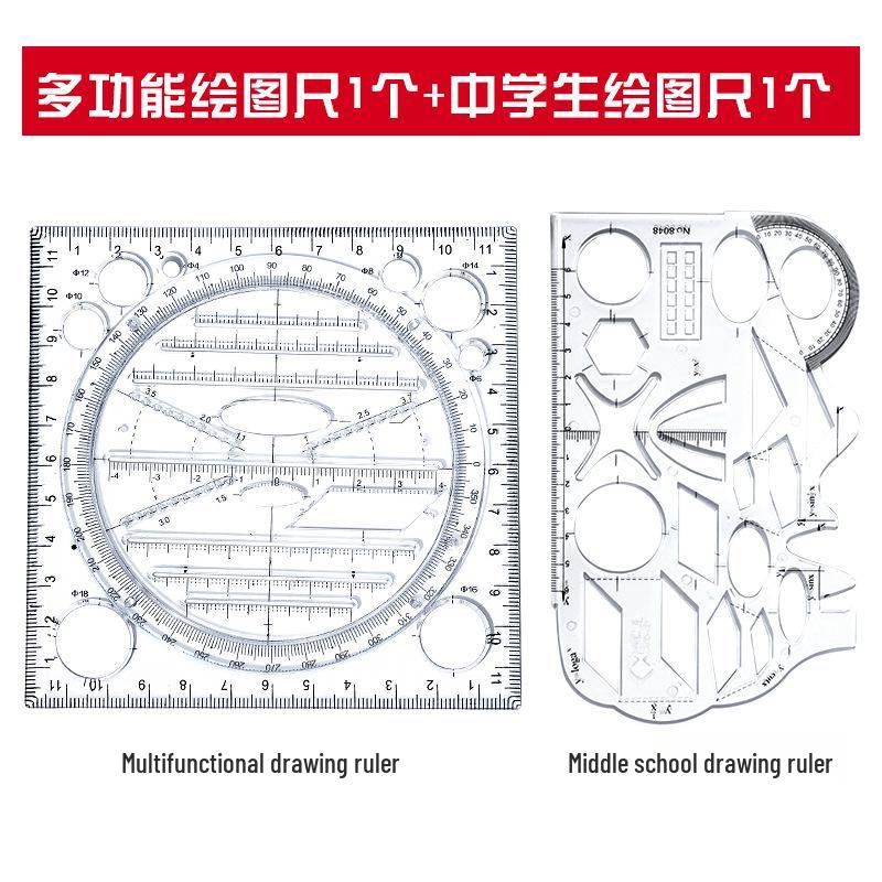 Multifunctional Geometric Drawing and Circle Template Ruler