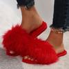 Fashion Women's Fashion Fluffy Faux Fur Slippers Winter Warm Comfortable House Slippers for Women Solid Color Soft Plush Indoor Slides