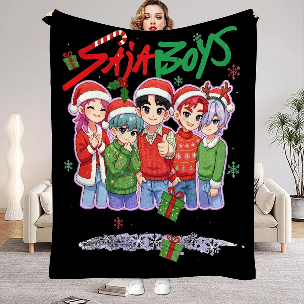 Huntrix Christmas Blanket For Boys Girls K Pop Demon Hunters Rumi Mira Zoey Throw Blanket Cozy Christmas Gift for Huntrix Fans