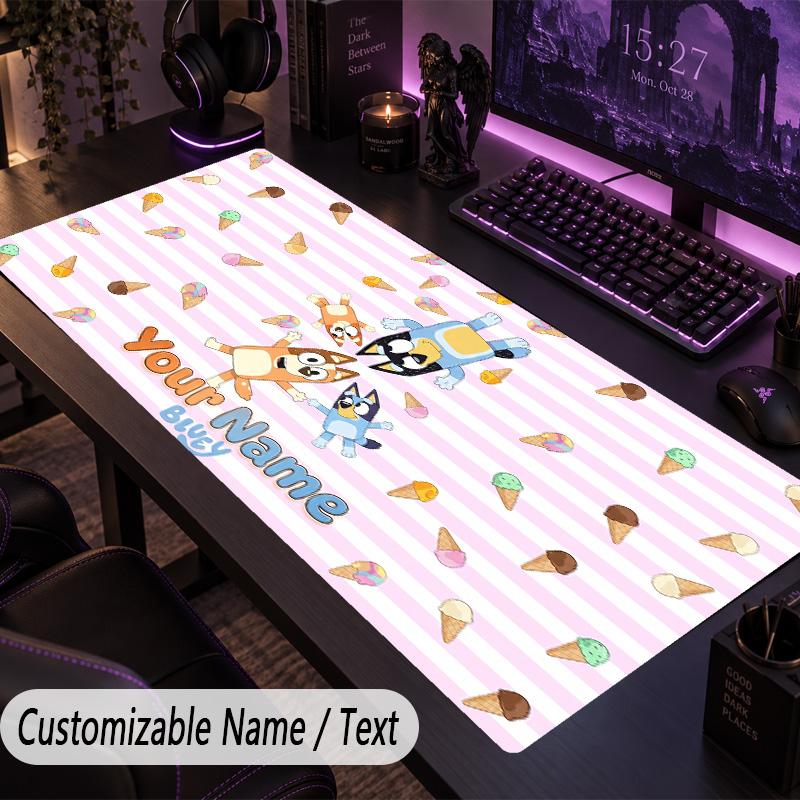 Large Mouse PadBluey Custom Name Text Personalized Desk Mat Non Slip Gaming Pad