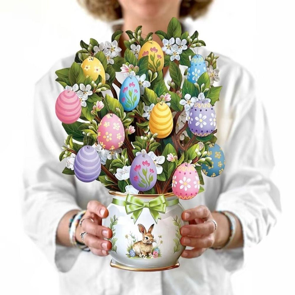 Easter Egg Tree 3D Popup Greeting Cards Creative Durable Paper -Up Cards Paper Forever Flower Bouquet Blank Note Card