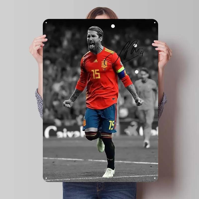 Sergio Ramos Metal Sign Sports Poster Room Decoration Man Cave Vintage Tinplate Sign Plaque for Wall Art Decoration Retro Home