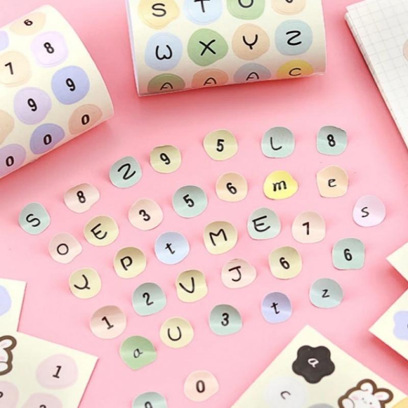 36Sheets Cute Colorful Number Letter Stickers Diy Stick Label Notebook Water Cup Decorative Journal Material Stickers