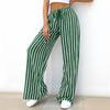 Women's Loose Fit Wide Leg Pants Elastic Waistband Striped Pattern Casual Commuting Trousers for Daily Wear and Relaxed Fit