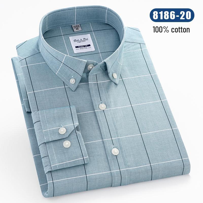 Men's Long Sleeve Striped Oxford Button-Down Shirt - New Color