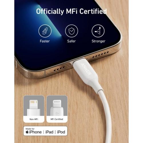 Anker PowerLine III Lightning Cable MFi Certified iPhone Charging Ultra Durable Compatible with iPhone 14 / 13 / 12 / SE (3rd Generation) iPad (0.9m W