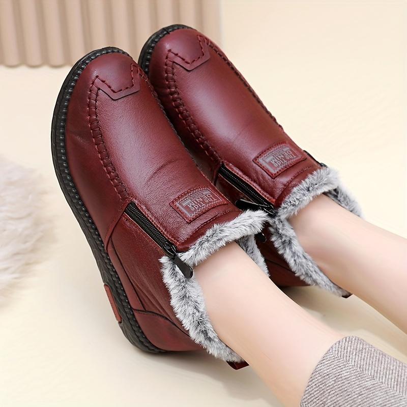 Bottes d'hiver pour femmes Semelle antidérapante Semelle antidérapante Semelle intérieure épaisse et coussinée Chaussures d'hiver douces et chaudes pour dames âgées Bottes d'hiver