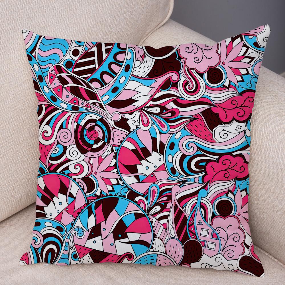 Bright Abstract Bohemian Floral Art Print Household Sofa Bedroom Decoration Pillow Cover Cushion Shell
