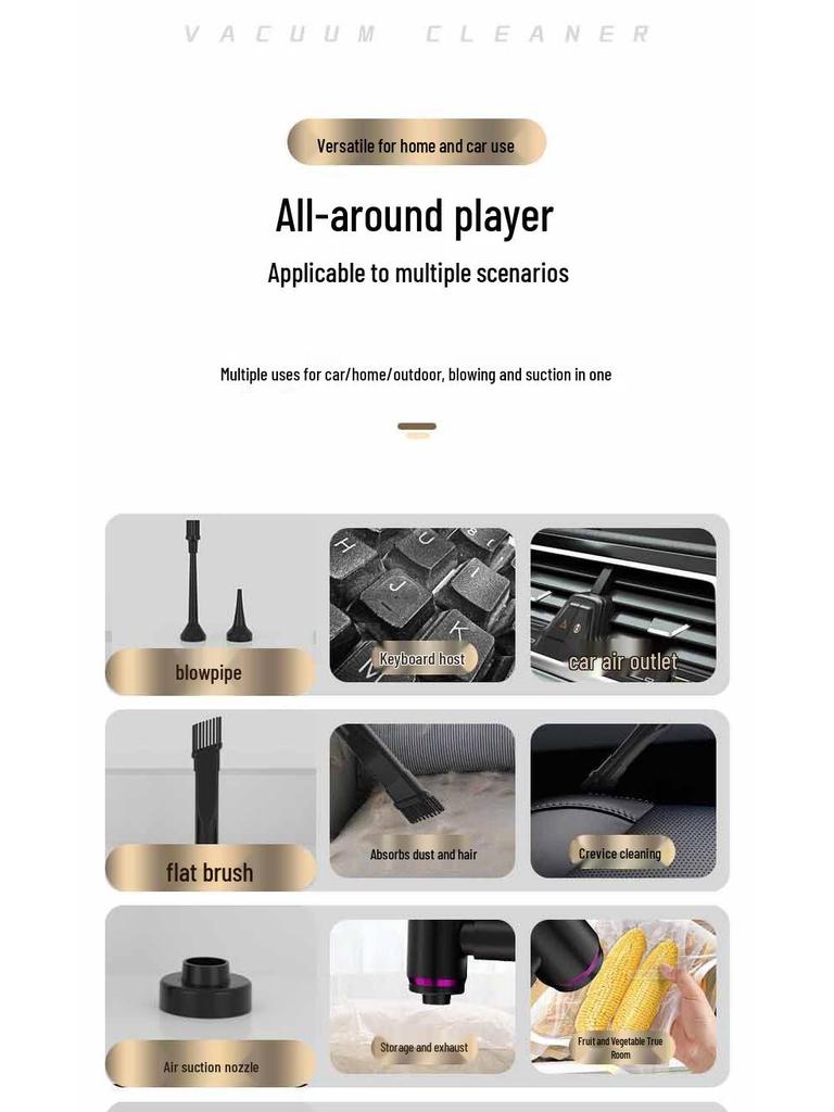 Powerful Wireless Handheld Car Vacuum Cleaner – Strong Suction, Rechargeable, for Interior and Household Use