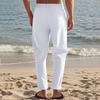 New Drawstring Men's Minimalist Fashion Solid-Colour Casual Cotton-Linen Straight-Leg Trousers