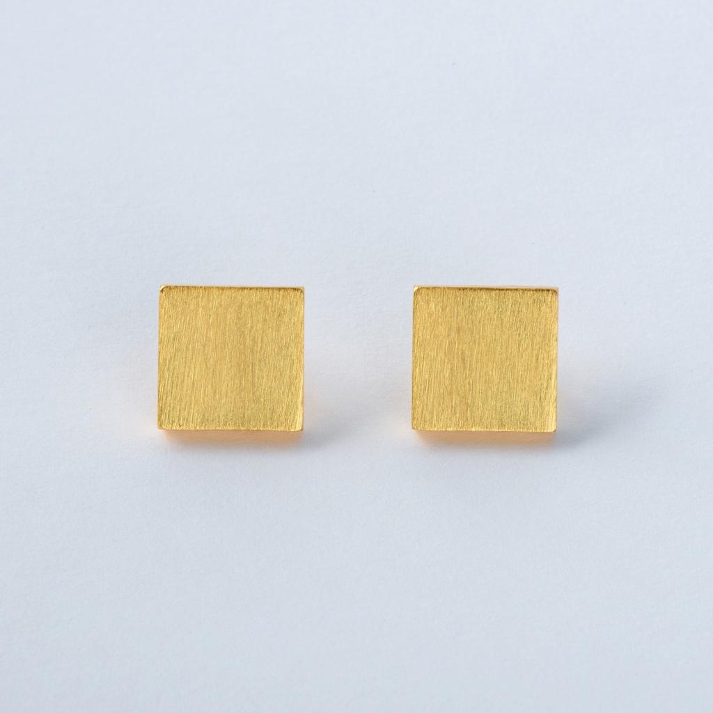 Niche Personality Light Luxury Fashion Simple Square Brushed Earrings S925 Silver Needle Stud Earrings Temperament Versatile Earrings
