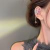 Sparkling Asymmetric Zircon Star Moon Ear Clip for Women Without Piercing Cross Tassel Ear Cuff Clip Earrings Wedding Jewelry