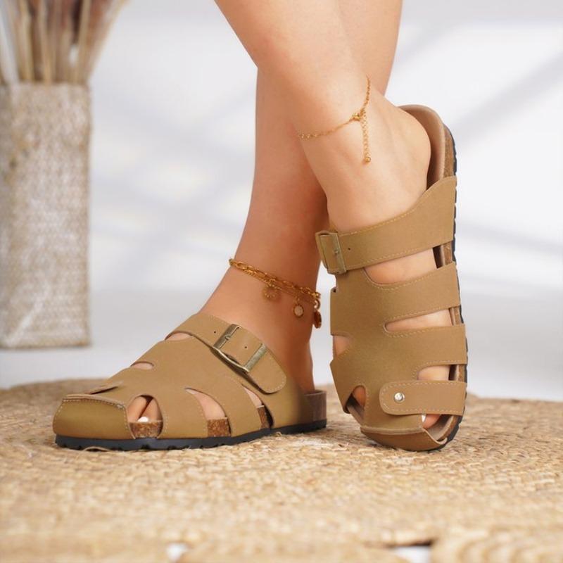 

Женские летние ретро шлепанцы большого размера на плоской подошве с закрытым носком 43 коричневый