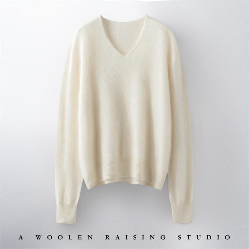 Women's Trendy Cashmere Wool V-neck Long Sleeve Sweater - 2025 Autumn/Winter Collection