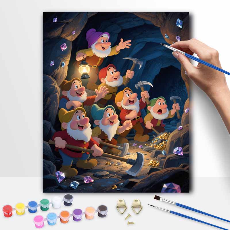 Disney Seven Dwarfs Oil Painting Hand Painting Art Kit Coloring Painting Handmade Diy Home Decoration Gift