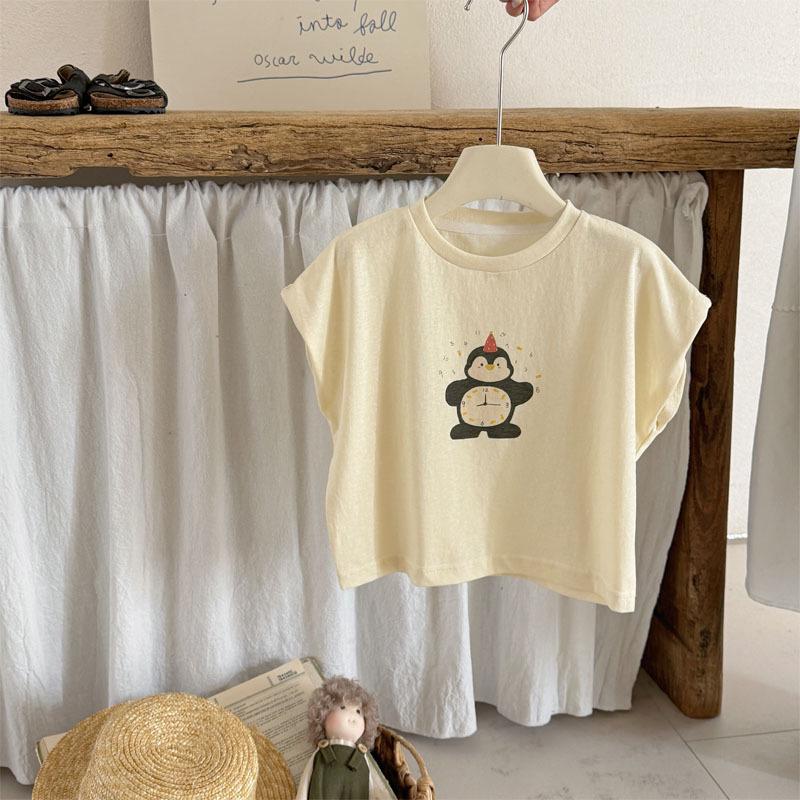 Boys Infant Cartoon Print Short-Sleeve T-Shirt - Unisex Baby Summer Stripe Set Size 100