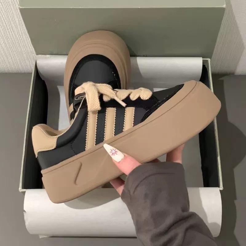 

Retro German training shoes women s new autumn heightening platform shoes versatile board shoes casual and lightweight sports shoes 35【foot length 22.5cm】 чёрный