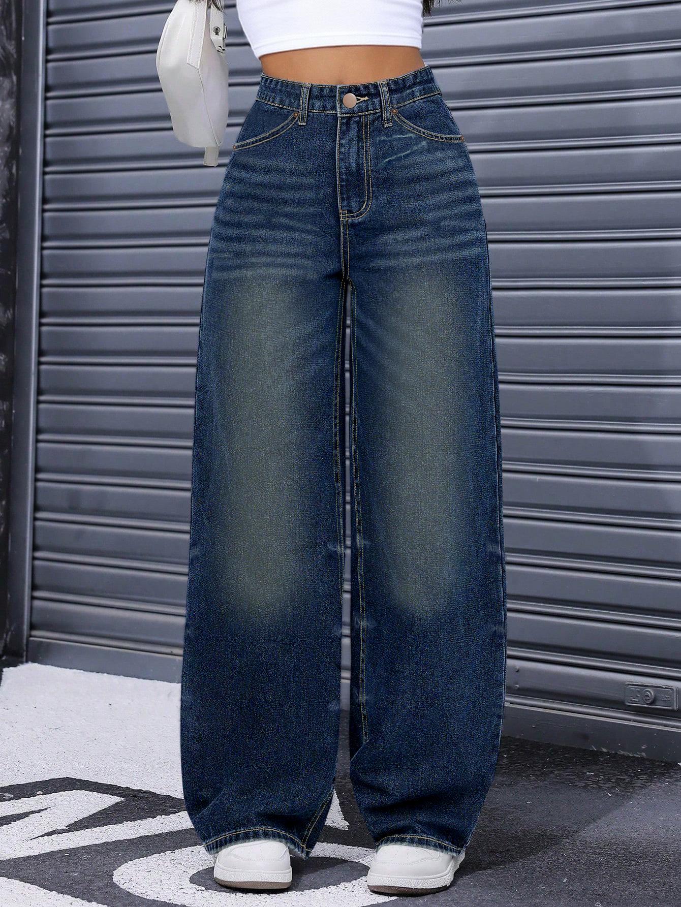 

Women s Retro Street Style Design Blue Jeans - Casual Fashion Long Pants Trendy Double Extra Large синий